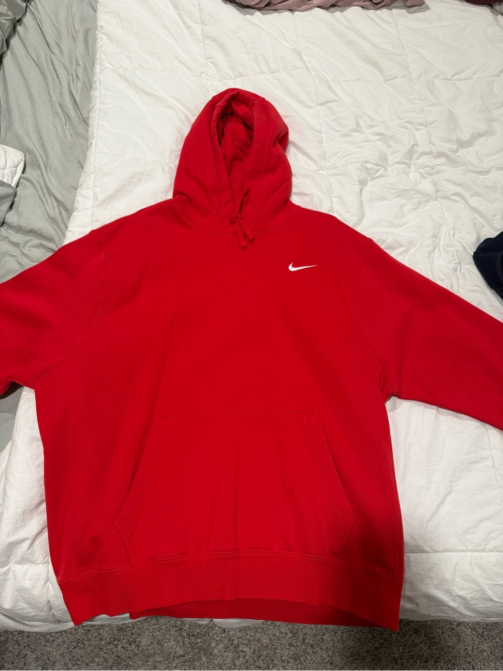 Nike Red Men's Hooded Pullover with White Swoosh
